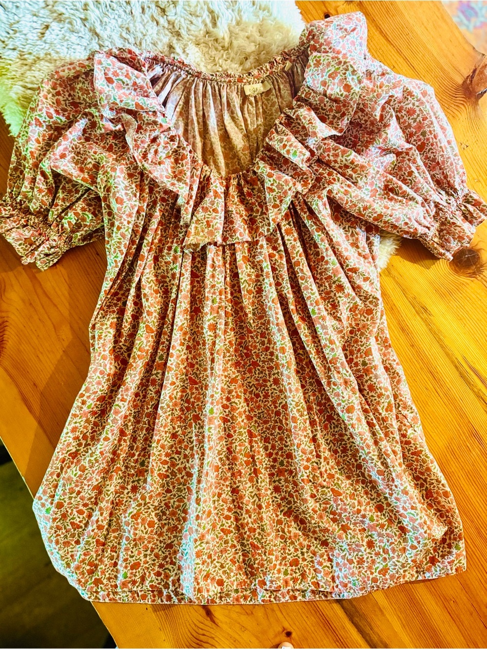 Doen Pink Floral Ruffle Mini Dress